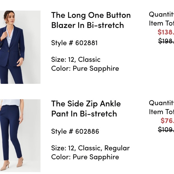 Ann Taylor Navy Women's Suit - Picture 6 of 6